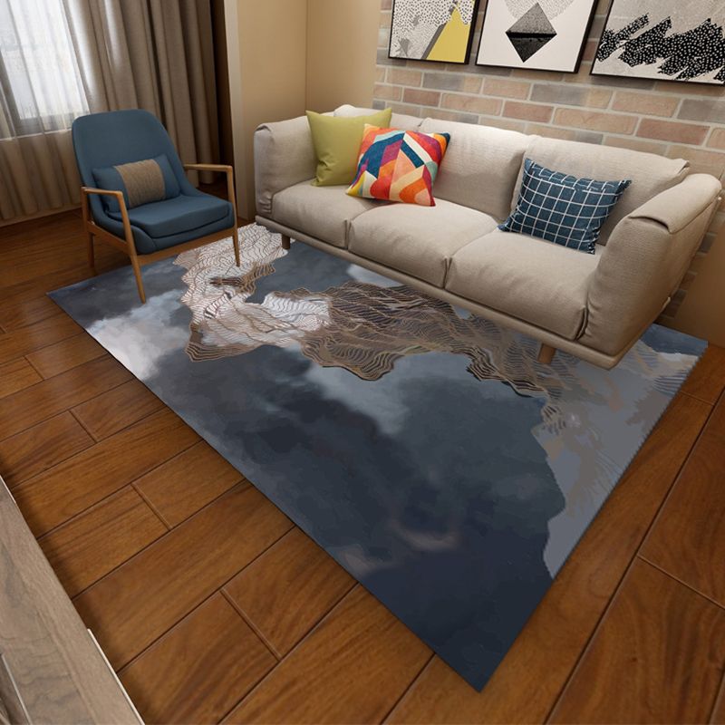 Hellgrau moderner Teppich Polyester Grafik Teppich Färbung widerstandsfähiger Teppich für Wohnzimmer