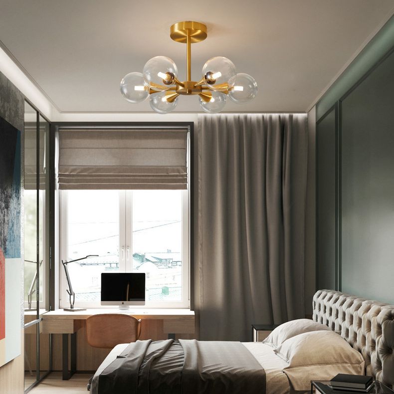 Accensione della camera da letto a forma di palla a fiuto in vetro in vetro minimalista semi-monte illuminazione