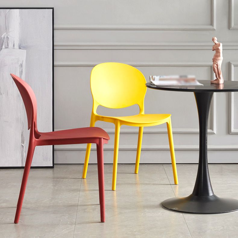 Scandinavian Armless Dining Chairs Plastic Indoor Stackable Open Back Side Chair