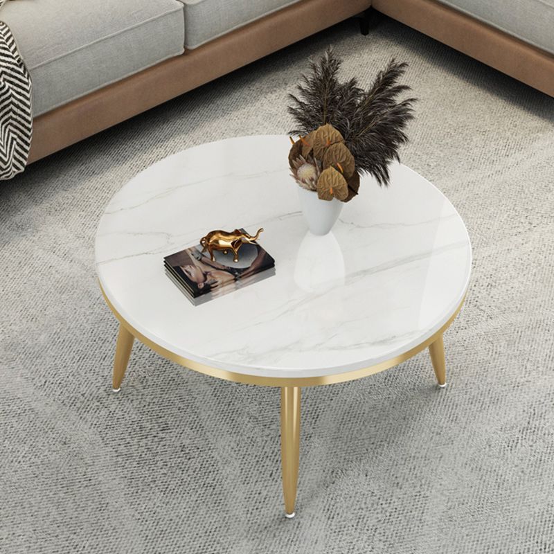 17"H Contemporary Coffee Table Round Stone Coffee Cocktail Table