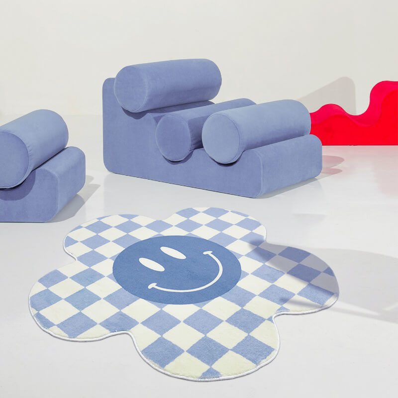 Novelty Flower Shape Rug Lattice Area Rug Polyester Easy Care Carpet for Living Room