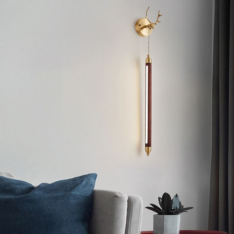 Modernism Wooden Shade Wall Lighting 1-Light Wall Mount Light for Foyer