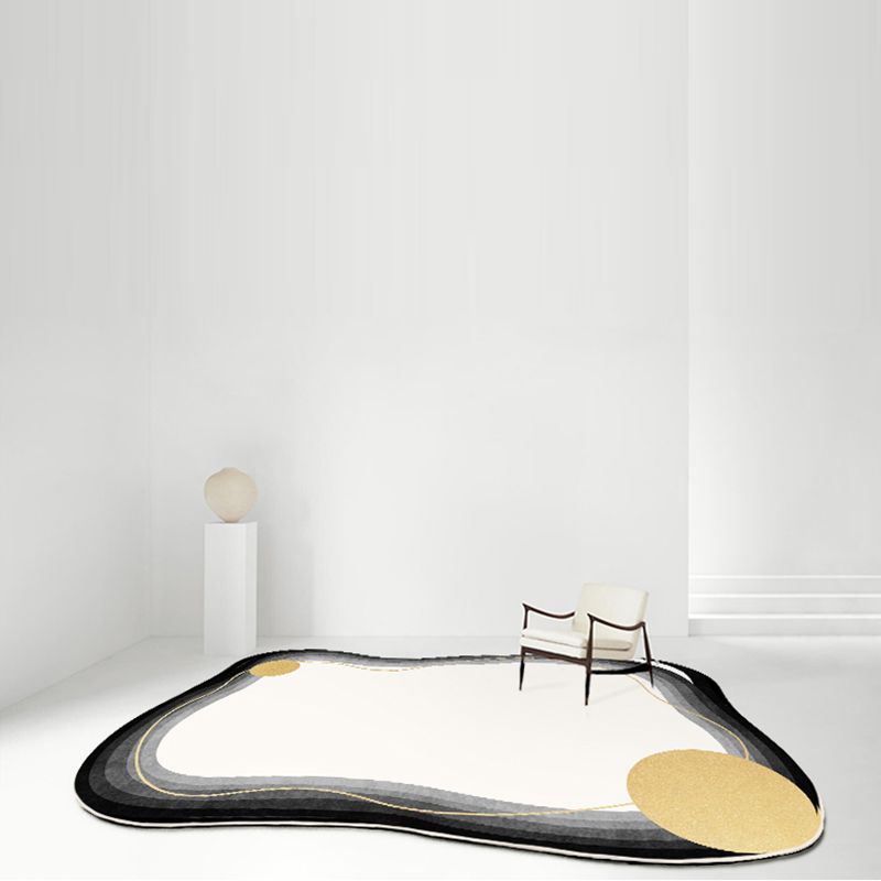 White Minimalist Area Carpet Polyester Abstract Carpet Non-Split Indoor Rug for Home Decoration