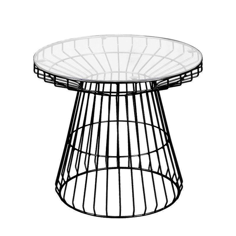 Modern Style Glass Round Side Table Dia 19.7-inch Frame End Table