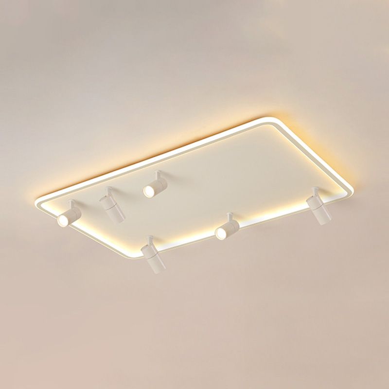 Projecteur de plafond affleurant pour salon, cadre en aluminium blanc, luminaire sur rail LED