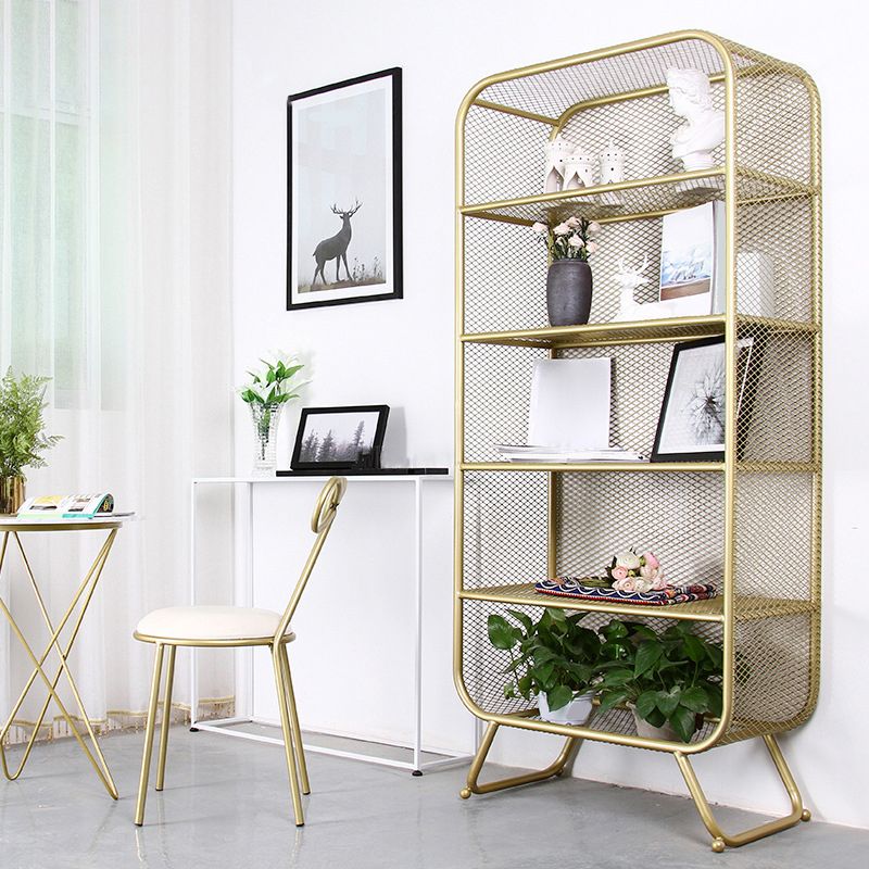Iron Glam Book Shelf Shelves Included Bookcase Closed Back for Home Office