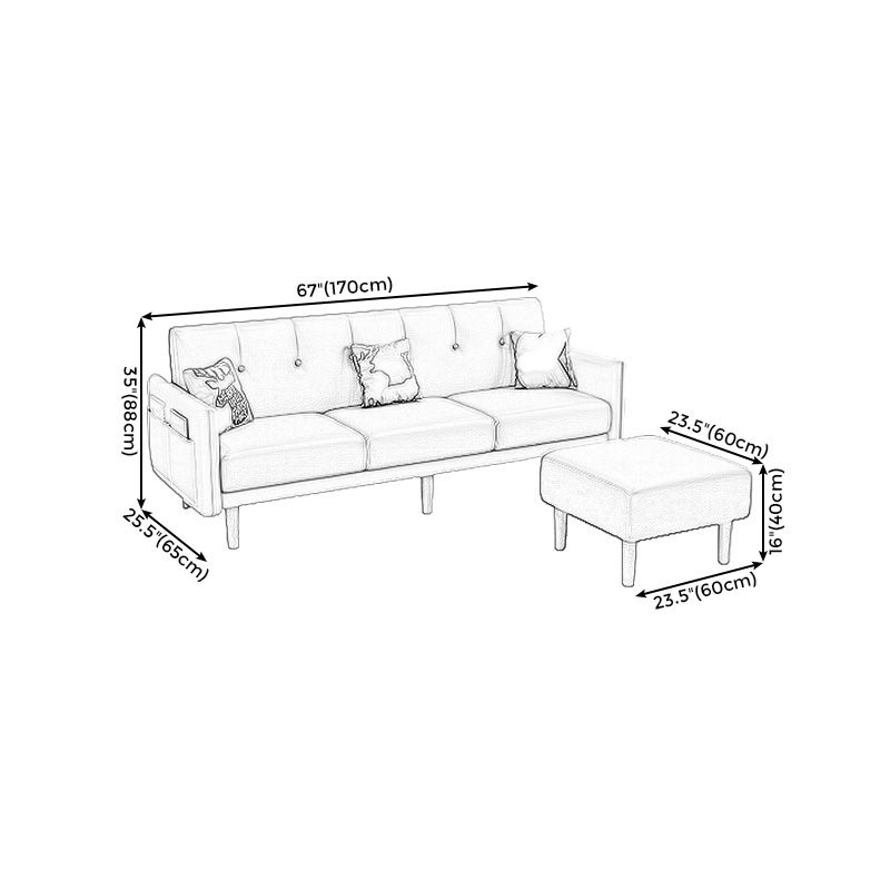Modern Faux Leather Straight Arm Sectional with Ottoman Included and Storage
