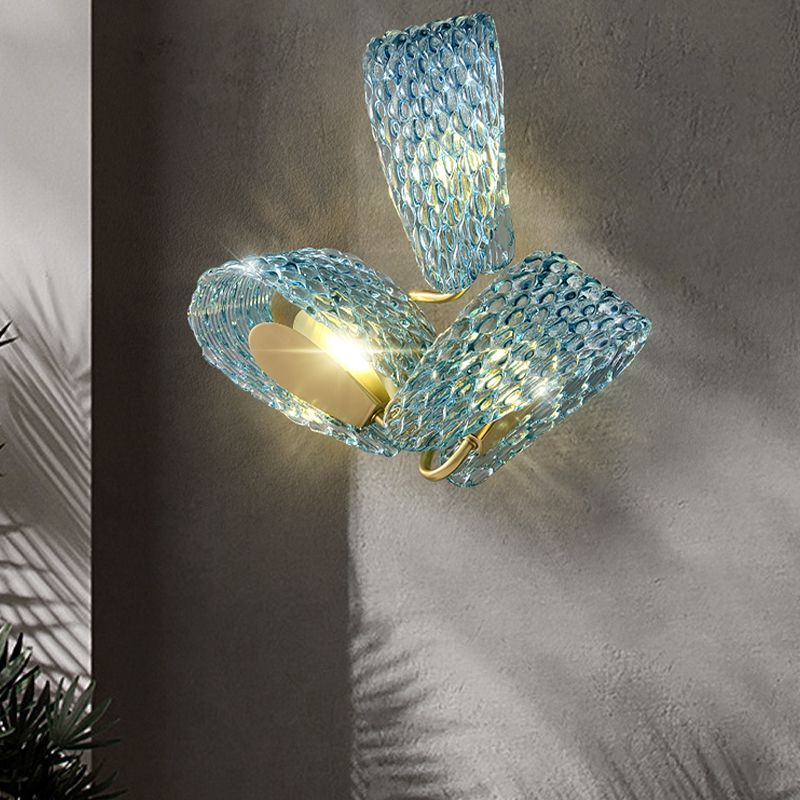 Modern Metal Wall Sconce Flower Shape Wall Light with Glass Shade for Bedroom