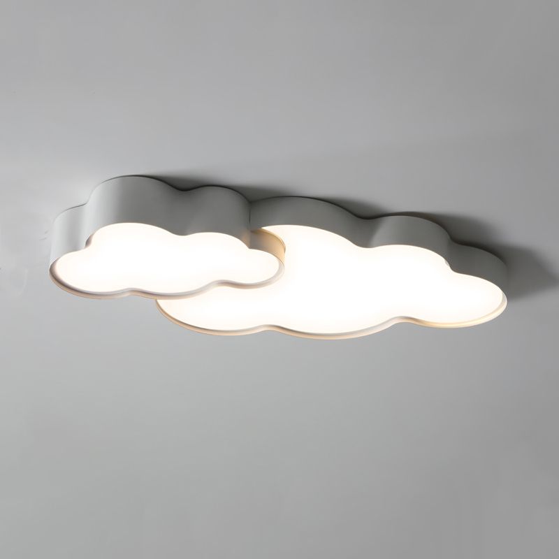 Cloud Shape Flush Light Modern Style Metal 1/2 Lights Flush Mount in White