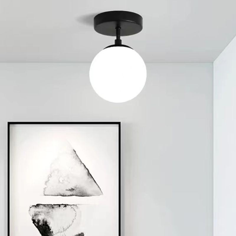 Contemporary Black Ceiling Light Globe Flush Mount Lighting for Home