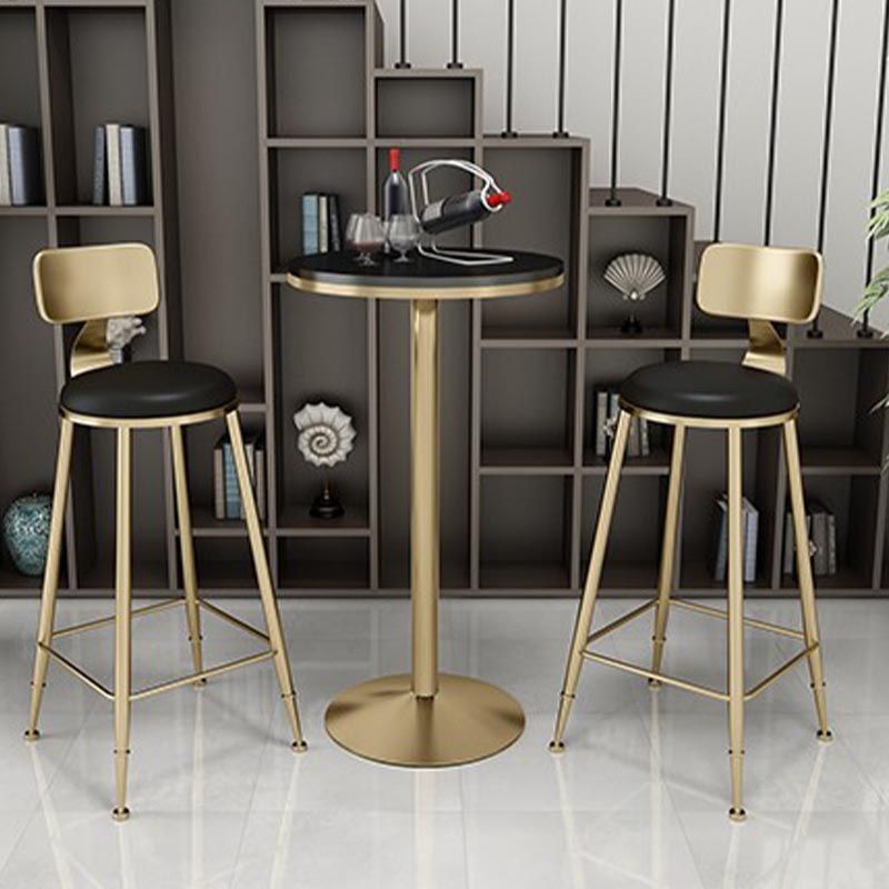 Glam Bar Table Set 1/3/5 Pieces Round Stone Counter Table with High Stools for Dining Room