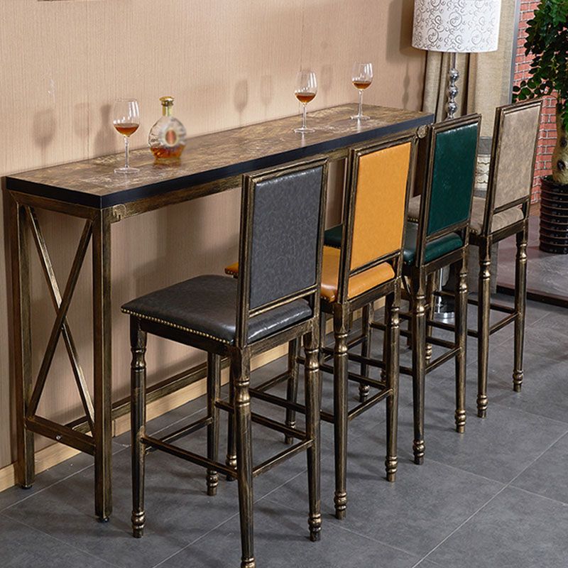 Distressed Bronze 29.5" H Barstool Industrial Indoor Tall Stool with Square Seat