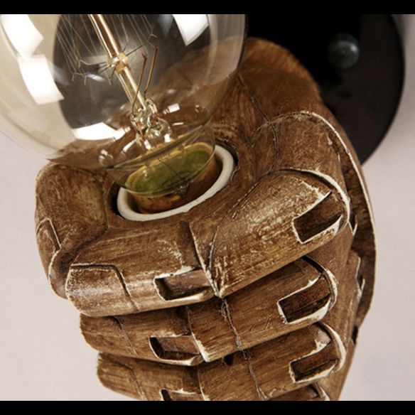 Art Decorative Wall Sconce Light Bare Bulb Fist Shape Wall Lighting for Bar Coffee Shop