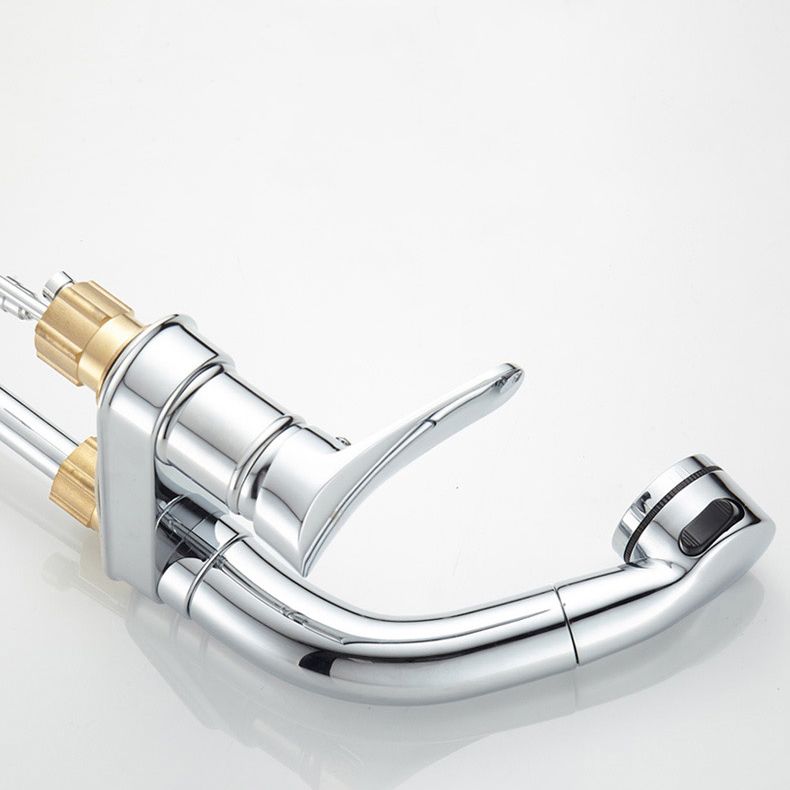 Circular Brass Bathroom Sink Faucet Low Arc with 1-Handle Vessel Faucet