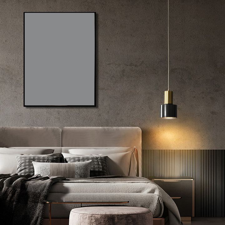 Minimalist Pendant Lighting Fixture Cylinder Hanging Ceiling Light with Metal Shade