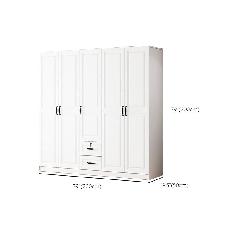 Hinged Wardrobe Cabinet White Wardrobe Armoire with Shelves for Home