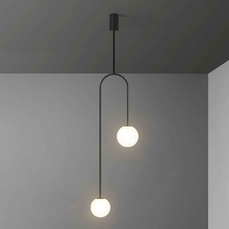 2 Lichter sphärische Anhängerbeleuchtung moderne Einfachheit Milchglas Anhänger Deckenleuchten