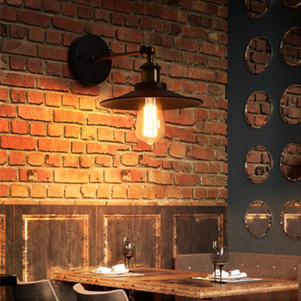 Luz de la pared industrial de pared de pared de metal negro para el restaurante de la cocina