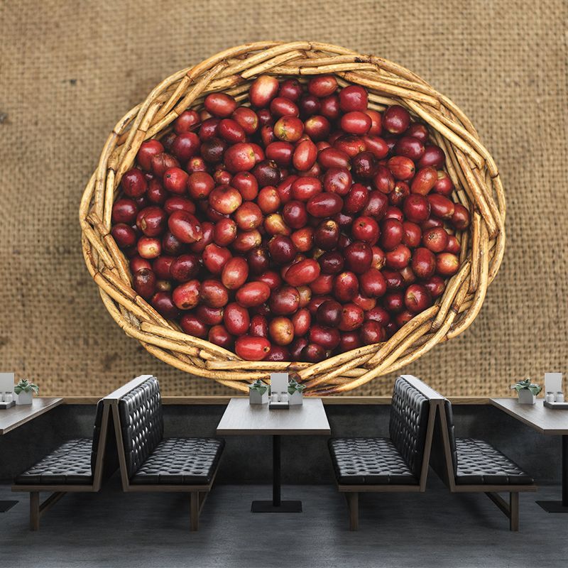 Soft Color Coffee Beans Wallpaper Murals Environment Friendly for Coffee Shop