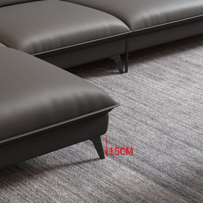 Modern Cushions Flared Arm Living Room Faux Leather Stationary Seating