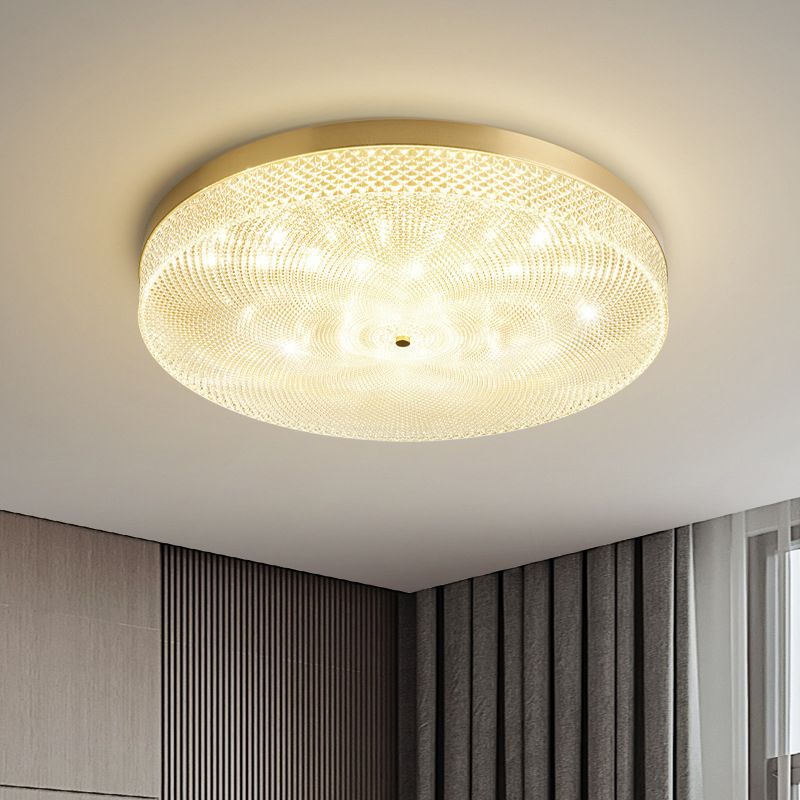 Modern Flush Light Round Ceiling Lighting with Brass and Acrylic for Bedroom