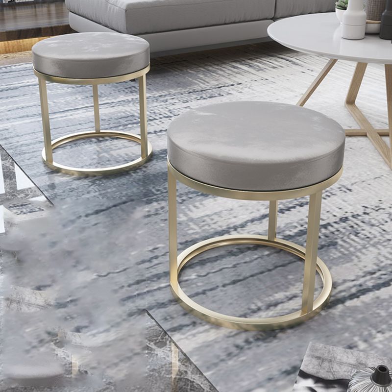 Solid Color Flannel Standard Stool Modern Simple Round Footstool
