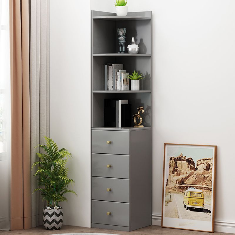 73.23"Tall 4- Drawer Corner Chest, Wooden Accent Chest with Shelves