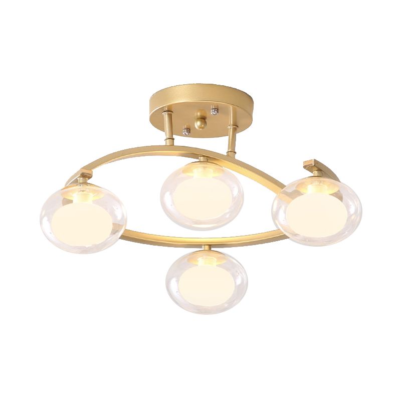 Mont semi-plafond du bras Twist avec une teinte ovale lampe au plafond en métal contemporain pour le café