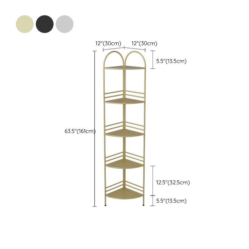 Modern Bookcase Corner Metal Open Back Shelf Bookcase with Shelves for Living Room