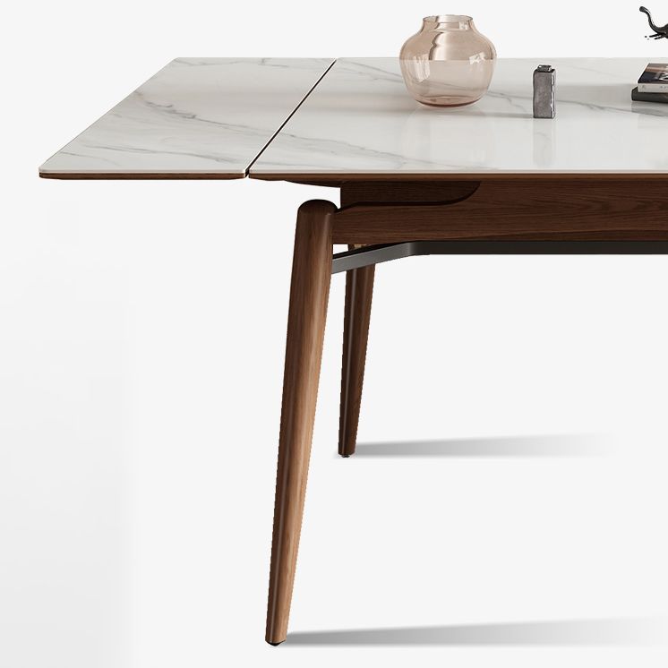 Midcentury Stone Dining Table Rectangle 4 Legs Furniture,43.3"L x 31.5"W x 30.7"H