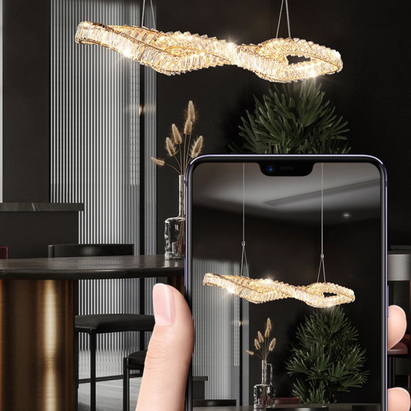 Nordic Style Crystal Hanging Lamp Geometry Shape Island Light Fixture for Bedroom