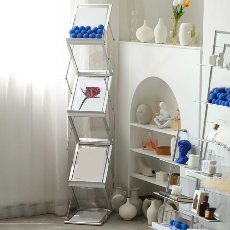 Modem & Contemporary Silver Bookcase Etagere Metal Book Shelf