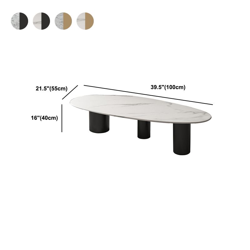3 Legs Oval Coffee Table Minimalist Slate Coffee Table for Living Room