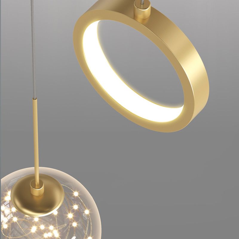 2-leichter sphärischer Anhänger Anhänger Modernes Glashängung Licht für Wohnzimmer