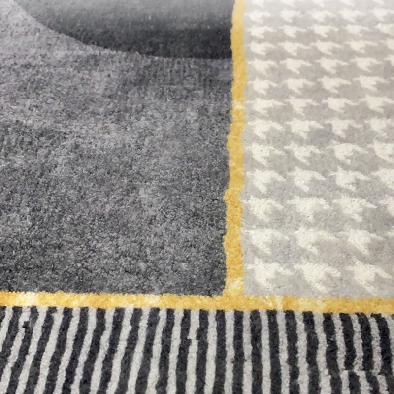 Grey Contemporary Rug Polyester Striped Rug Washable Rug for Living Room