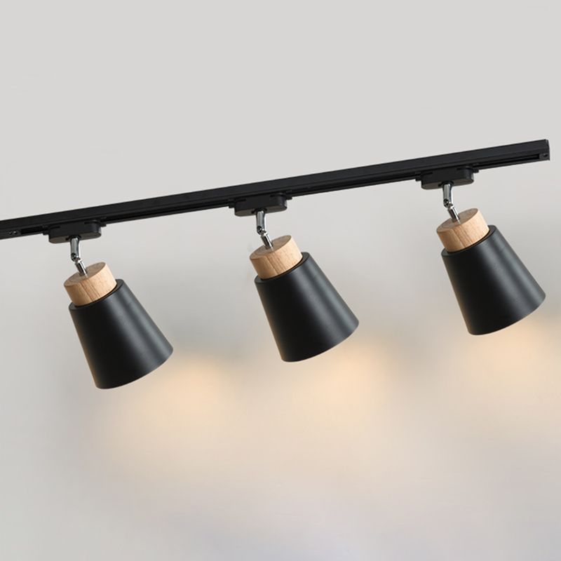 Éclairage sur rail nordique pendentifs Style Macaron monté en Surface en forme de cône abat-jour en fer pour salon cuisine maison