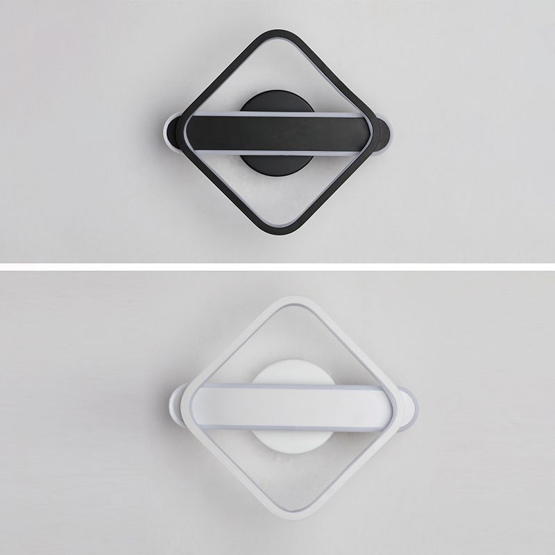 Square Aluminum Simplicity LED Wall Lamp 9.5" H Geometric Lines Acrylic Sconce Lighting Fixture for Bedroom