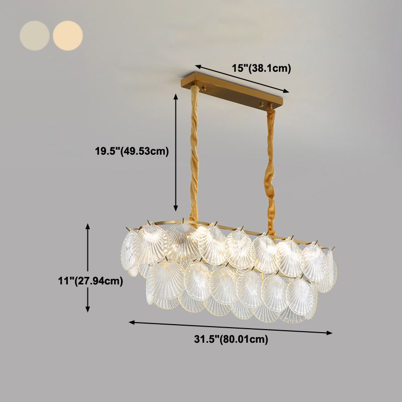 Modern Style Geometry Shape Island Lights Glass 8-Light Island Lighting in Gold