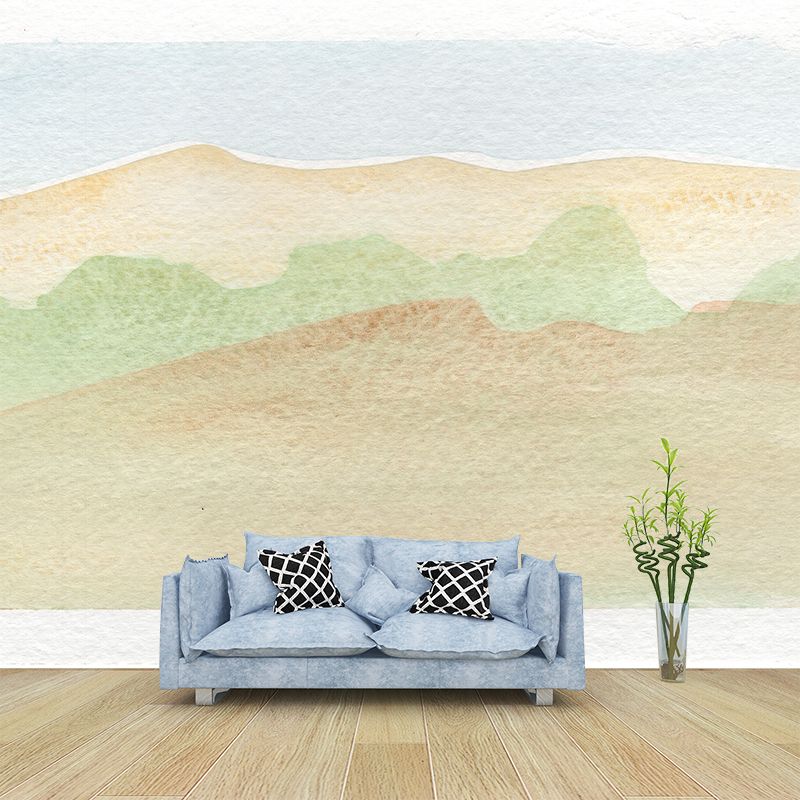 Abstract Watercolor Stain Resistant Mural Illustration Washable Sitting Room Wall Mural