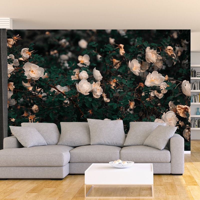 Elegant Blooming Flower Contemporary Mural Wallpaper for Girl's Bedroom