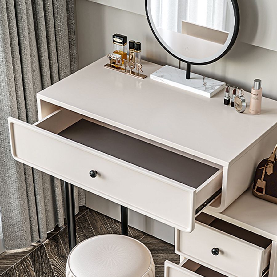 Contemporary White Solid Wood Table Makeup Vanity with Drawers