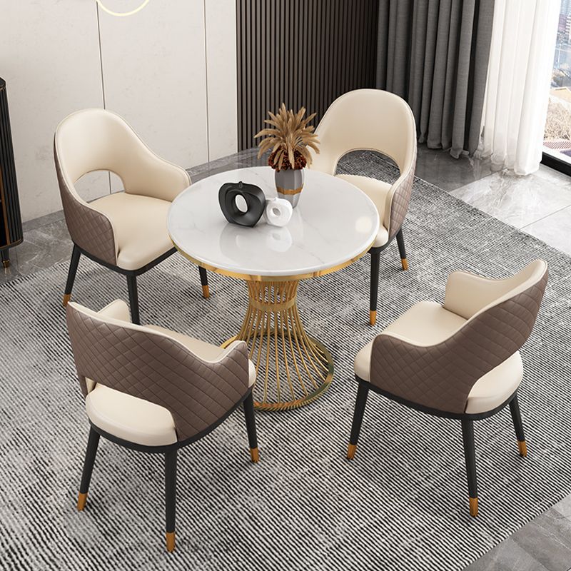 Glam Dinette Set for Kitchen 1/2/5 Pcs Glossy White Dining Table Set