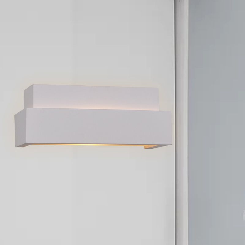 Rondella rettangolare bianca Lumo semplice stile 1 lampada montata a parete in gesso chiaro per camera da letto