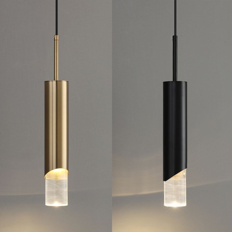 Bedroom Suspended Lighting Fixture Modern Style Hanging Light Kit with Tube Acrylic Shade