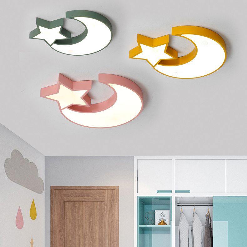 Plafonnier géométrique moderne et concis à LED Macaron en fer forgé avec abat-jour en acrylique