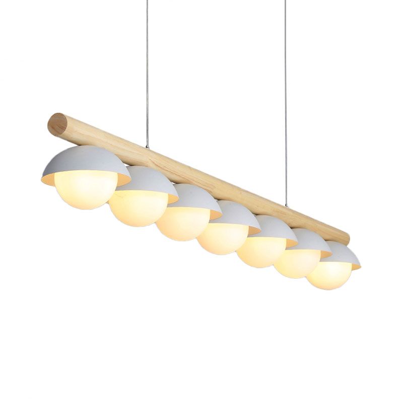 Moderno semplice lampadario lineare gambo in legno 5/7 luci bianche ombra luci di biliardo per ristorante