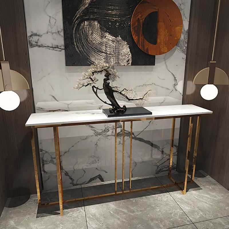 Glam Marble Console Table Rectangle Console Sofa Table for Hall