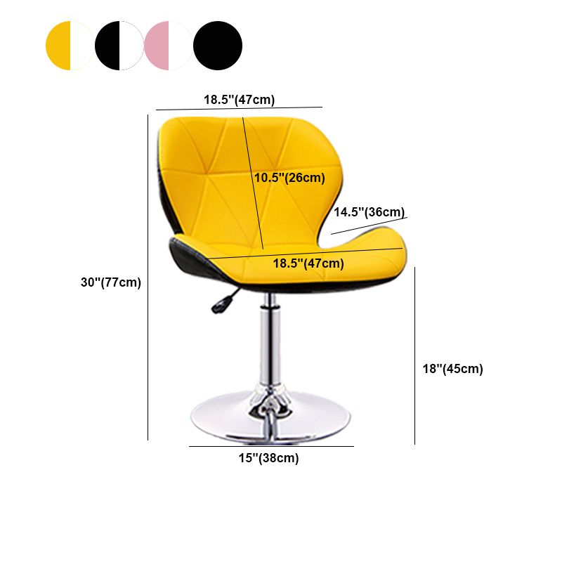 Scandinavian Metal Barstool Faux Leather Footrest Adjustable Counter Stool