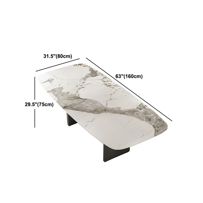 Stone Dining Table Traditional Luxury Dining Table with Double Pedestal