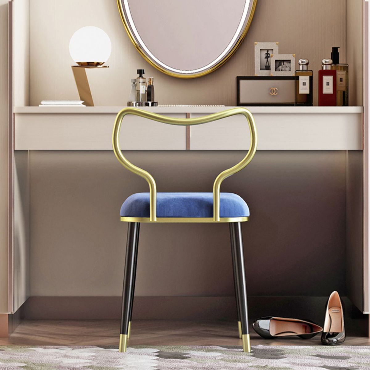 Glam Velvet Armless Dining Chairs Open Back Dining Side Chair for Home Use